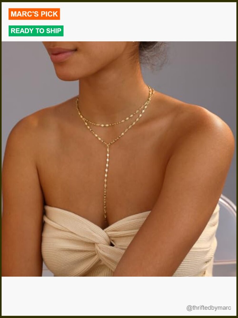Dainty Gold Long Lariat Necklace for Women Trendy Choker Jewelry - Picture 3 of 6